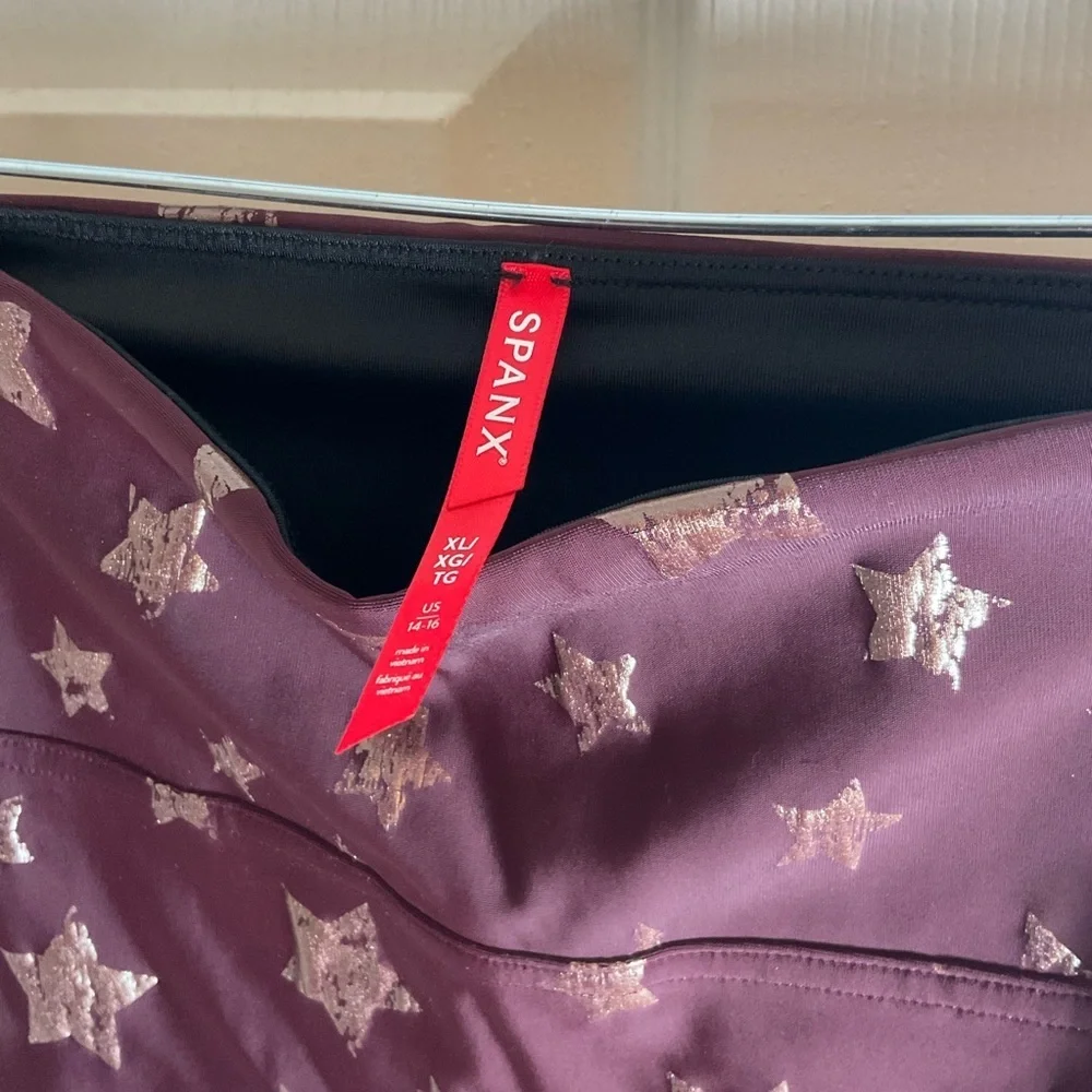 Spanx Leggings Girls XL Burgundy Stretch Star